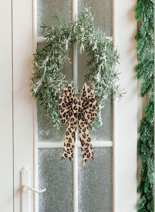 Habbiful 2 PCS Leopard Print Bows for Wreath, Cheetah Safari Wreath Bow for Front Door Animal Pattern Bows for Thanksgiving Christmas Party Home Indoor Outdoor Wall Decoration - Image 4